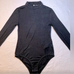 Killstar Fayetta Long Sleeve Black Ribbed Bodysuit~Mock Turtleneck~Small